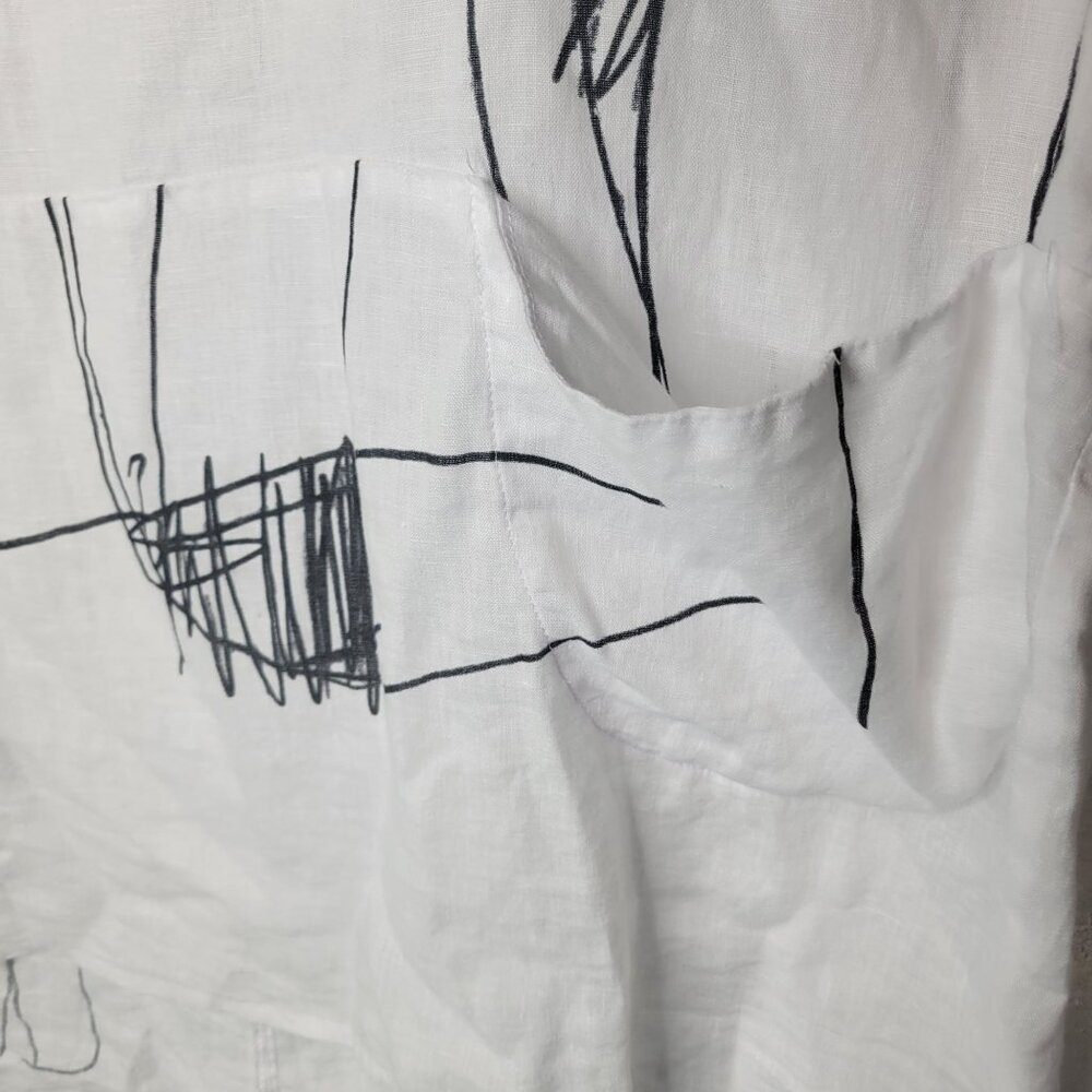 Banana Blue Australia Women's Small Tunic Shirt Dress Linen White Black - Picture 4 of 5